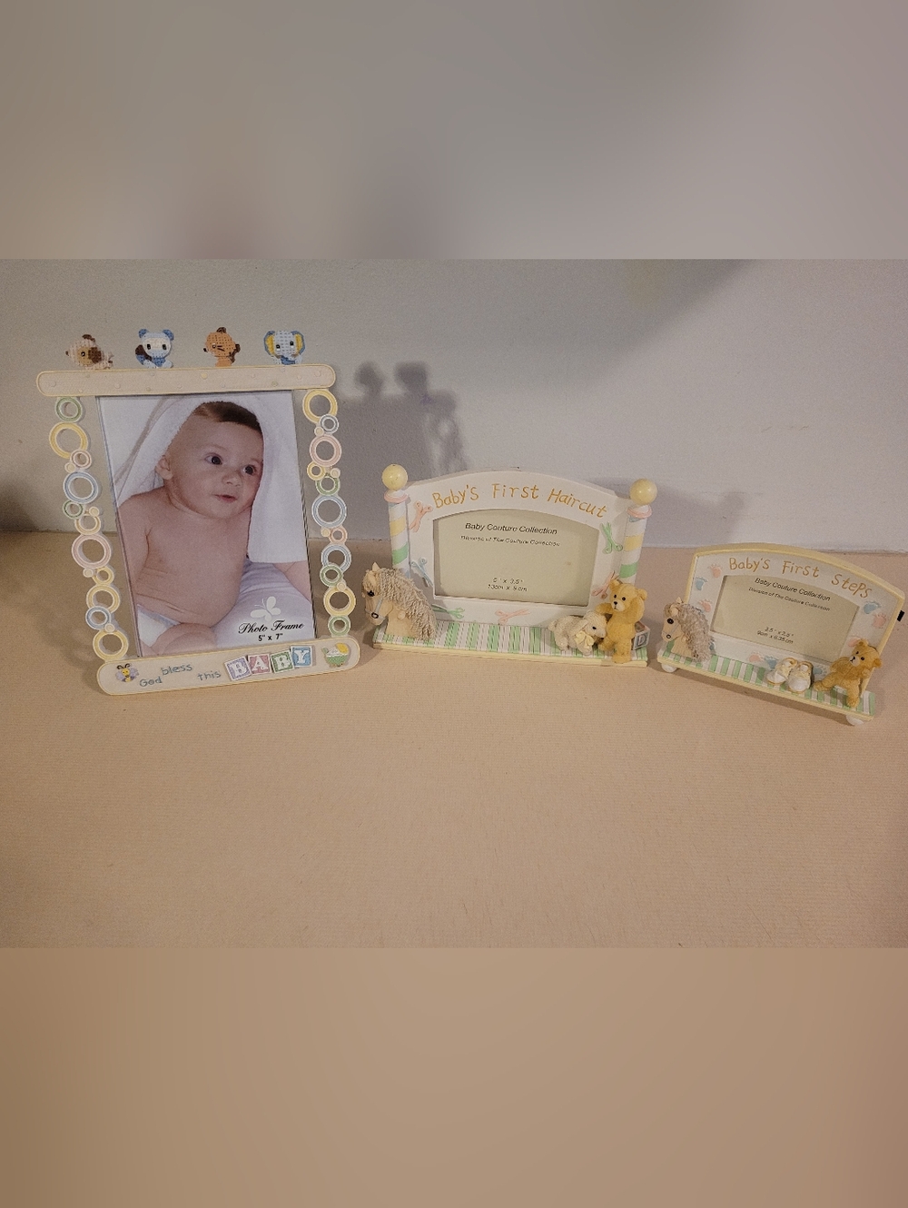 Set of 3 decorative baby keepsake picture frames photo frames